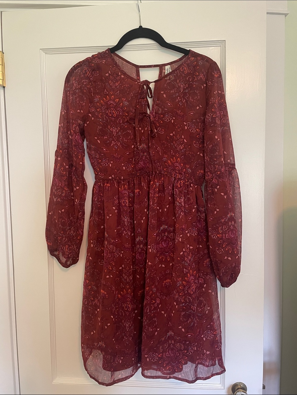Boho Front Tie Neckline Chiffon Dress and Matching Slip